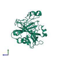 PDB entry 2nwo coloured by chain, side view.