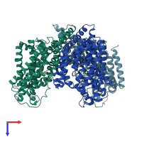 PDB entry 2nww coloured by chain, top view.