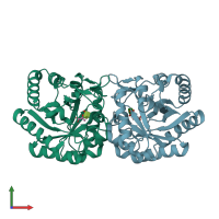 PDB entry 2nx1 coloured by chain, front view.