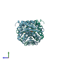 PDB entry 2nx1 coloured by chain, side view.