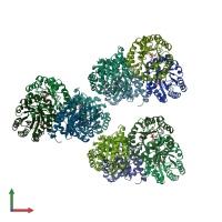 PDB entry 2nx3 coloured by chain, front view.