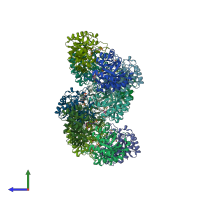PDB entry 2nx3 coloured by chain, side view.