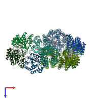 PDB entry 2nx3 coloured by chain, top view.