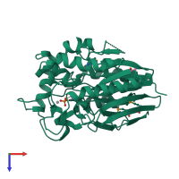 PDB entry 2nxf coloured by chain, top view.