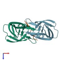 PDB entry 2nxm coloured by chain, top view.