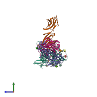 PDB entry 2nxy coloured by chain, side view.