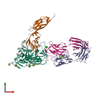 PDB entry 2ny1 coloured by chain, front view.