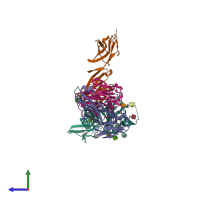 PDB entry 2ny3 coloured by chain, side view.