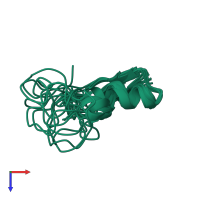 PDB entry 2ny8 coloured by chain, ensemble of 10 models, top view.