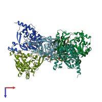 PDB entry 2nyg coloured by chain, top view.