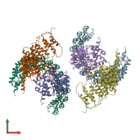 PDB entry 2nyl coloured by chain, front view.