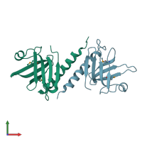 PDB entry 2nys coloured by chain, front view.