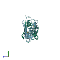 PDB entry 2nys coloured by chain, side view.