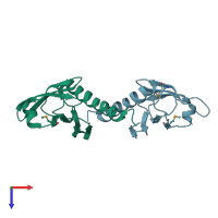 PDB entry 2nys coloured by chain, top view.