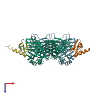 PDB entry 2nyz coloured by chain, top view.