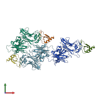 PDB entry 2nz1 coloured by chain, front view.