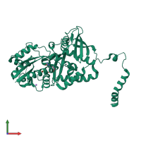 PDB entry 2nz2 coloured by chain, front view.