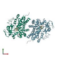 PDB entry 2nz5 coloured by chain, front view.