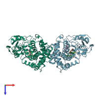 PDB entry 2nz5 coloured by chain, top view.