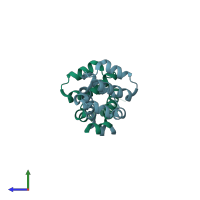 PDB entry 2nz7 coloured by chain, side view.