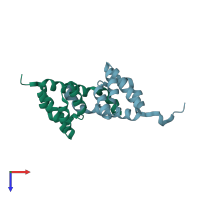 PDB entry 2nz7 coloured by chain, top view.