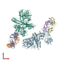 PDB entry 2nz9 coloured by chain, front view.