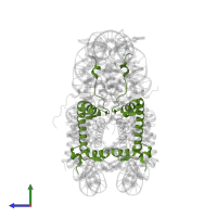 Histone H2A type 1 in PDB entry 2nzd, assembly 1, side view.