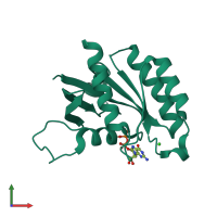 Monomeric assembly 2 of PDB entry 2nzj coloured by chemically distinct molecules, front view.