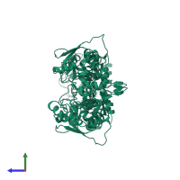 Alpha-(1,3)-fucosyltransferase FucT in PDB entry 2nzw, assembly 1, side view.