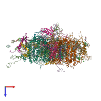 PDB entry 2o01 coloured by chain, top view.