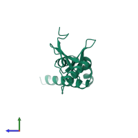 PDB entry 2o03 coloured by chain, side view.