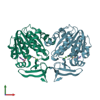 PDB entry 2o07 coloured by chain, front view.