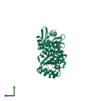 PDB entry 2o0j coloured by chain, side view.
