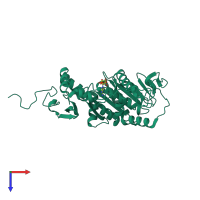 PDB entry 2o0j coloured by chain, top view.