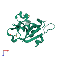 PDB entry 2o0p coloured by chain, top view.