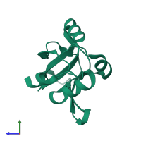 PDB entry 2o0q coloured by chain, side view.