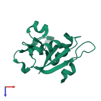 PDB entry 2o0q coloured by chain, top view.