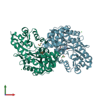 PDB entry 2o0r coloured by chain, front view.