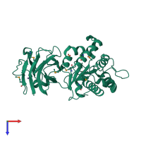 PDB entry 2o14 coloured by chain, top view.