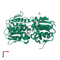 PDB entry 2o15 coloured by chain, top view.