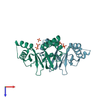 PDB entry 2o16 coloured by chain, top view.