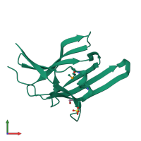PDB entry 2o1a coloured by chain, front view.