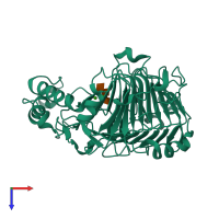 PDB entry 2o1d coloured by chain, top view.