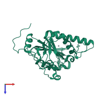 PDB entry 2o1g coloured by chain, top view.