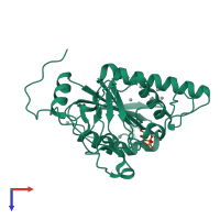 PDB entry 2o1h coloured by chain, top view.