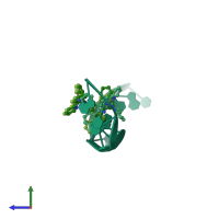 PDB entry 2o1i coloured by chain, side view.