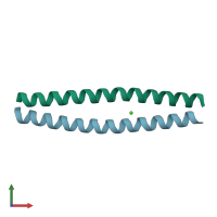 PDB entry 2o1k coloured by chain, front view.