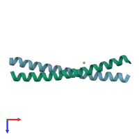 PDB entry 2o1k coloured by chain, top view.