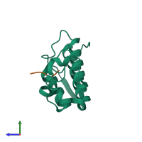 PDB entry 2o1n coloured by chain, side view.