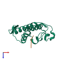 PDB entry 2o1n coloured by chain, top view.